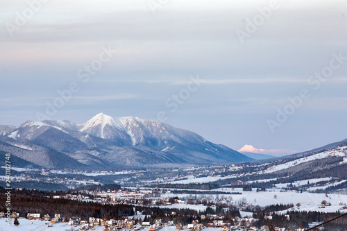 view to Murzasichle, Zakopane and the Tatra Mountains, Tatra National Park, Poland