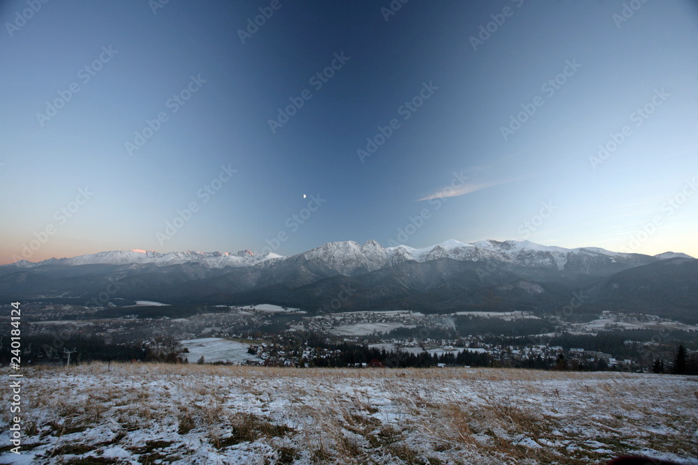 view from Koscielisko village to the Zakopane city and Tatra Mountains, Poland