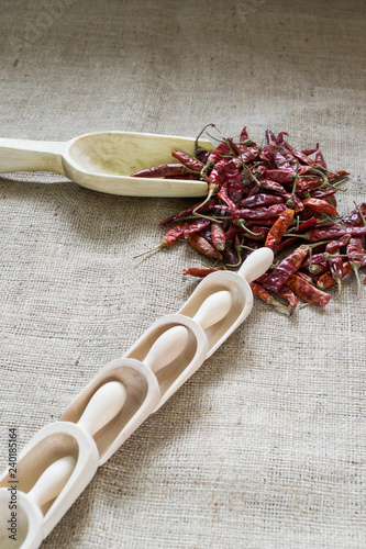 Dried red hot chilly peppers