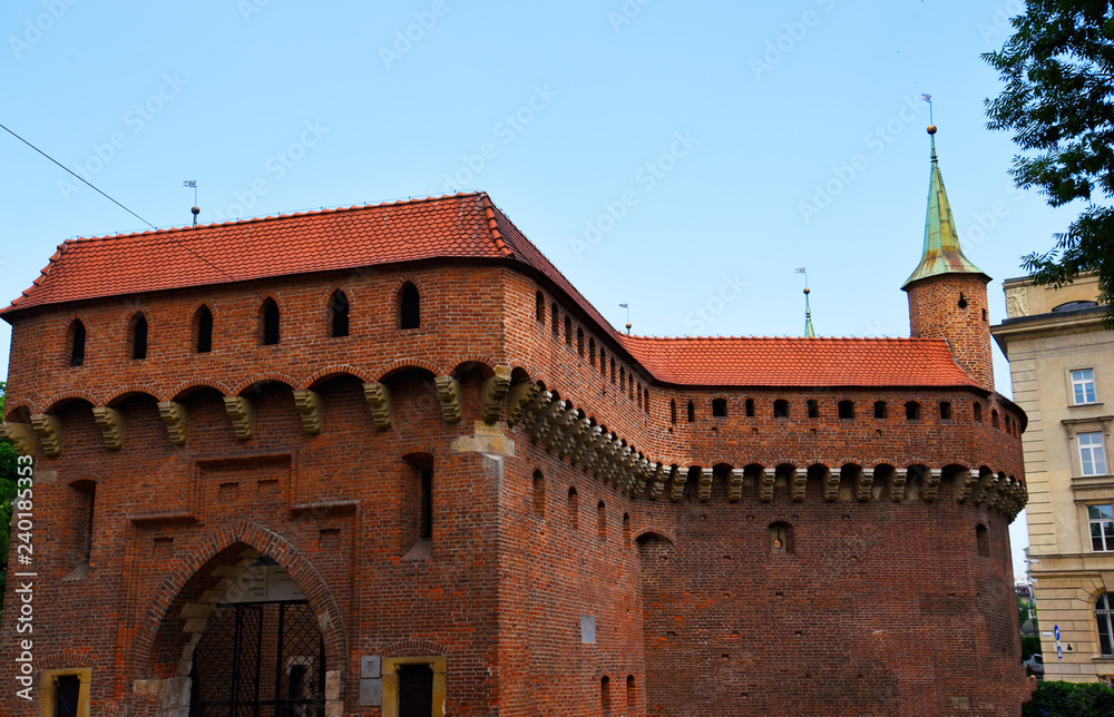 The Barbican Guarding th Florian Gate into the walled city of Krakow in Poland