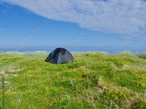 camping on Ramberg beach on Lofoten  North of Norway