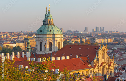 Prague - The Town with the St. Nicholas church in evening light.