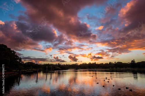 colourful sunrise over a lake