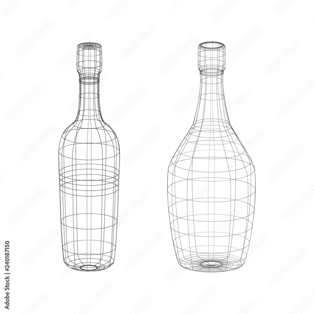 Outline vector alcohol bottles on the white Outline vector alcohol bottles on the white