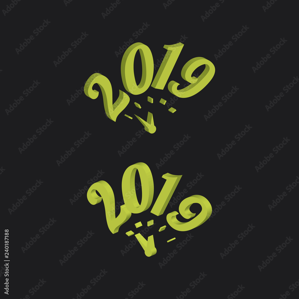 Fototapeta premium Three dimensinal year date vector sign set