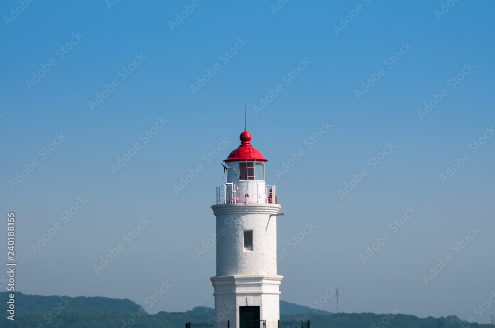 Russia, Vladivostok, July 2018: Tokarev lighthouse in summer