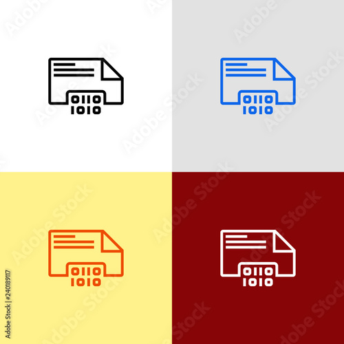 binary outline programming flat icon, material design color, vector illustration