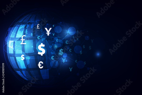 Money transfer. Global Currency. Stock Exchange. Stock vector illustration.