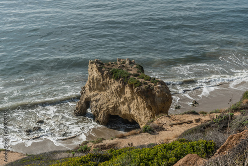 Interesting natural rock formation at the El Matador State Beach in Malibu, California