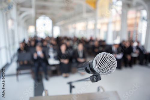 Microphones on the funeral podium