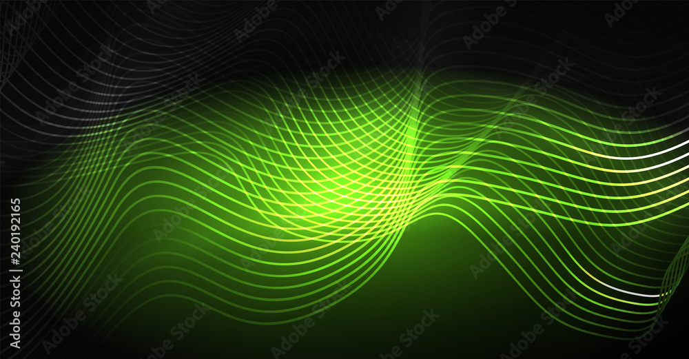 Neon lines wave background. Abstract composition Neon lines wave background. Abstract composition