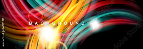 Mixing color waves on black, liquid flowing shapes