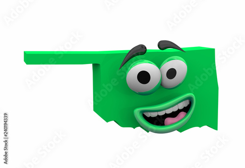 Oklahoma State Map Eyes Mouth Funny Cartoon Face 3d Illustration
