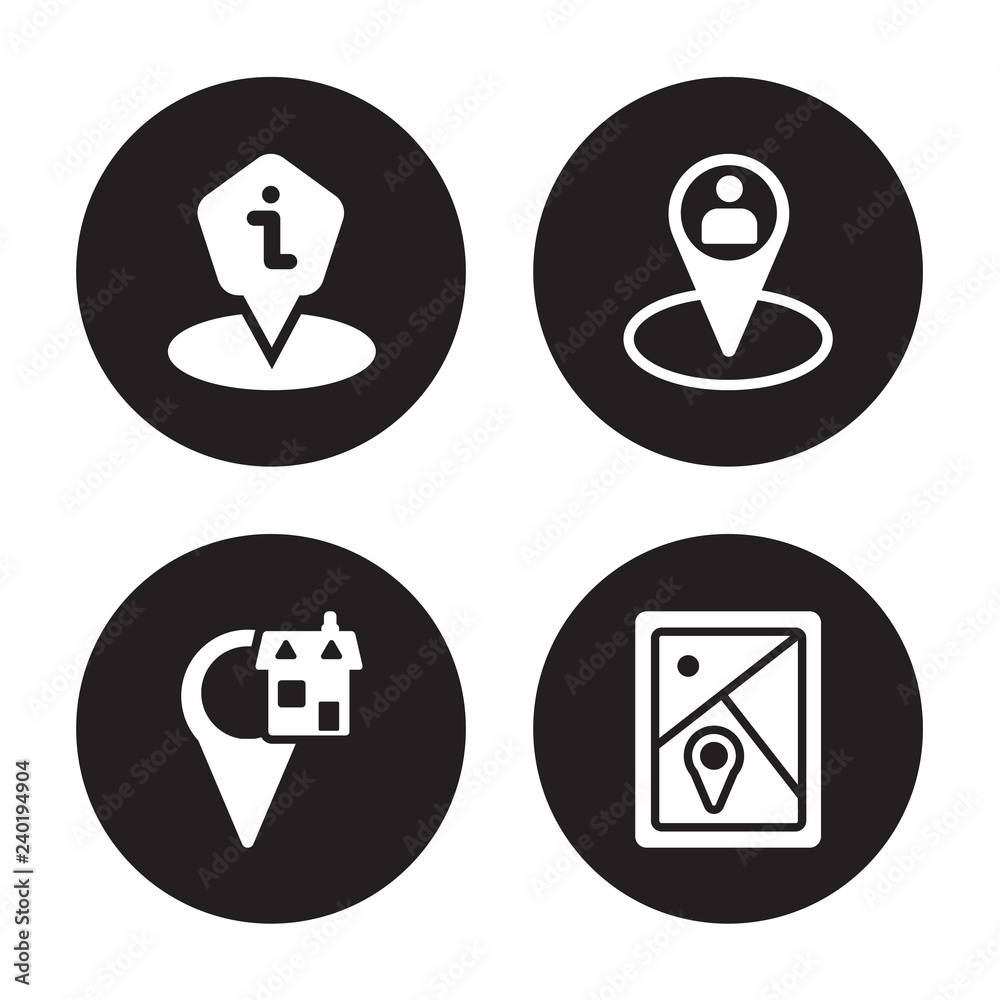 4 vector icon set : Human Location, GPS Home Gps device isolated on black background 4 vector icon set : Human Location, GPS Home Gps device isolated on black background
