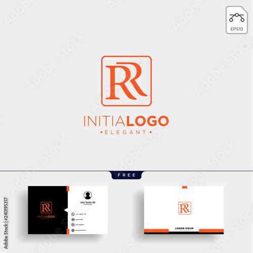 initial r luxury logo template and business card design photo