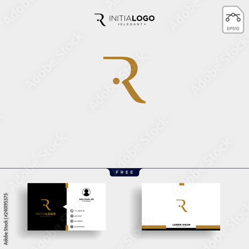 initial r luxury logo template vector illustration and business card design