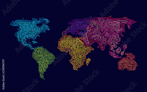 vector of colourful world map continents