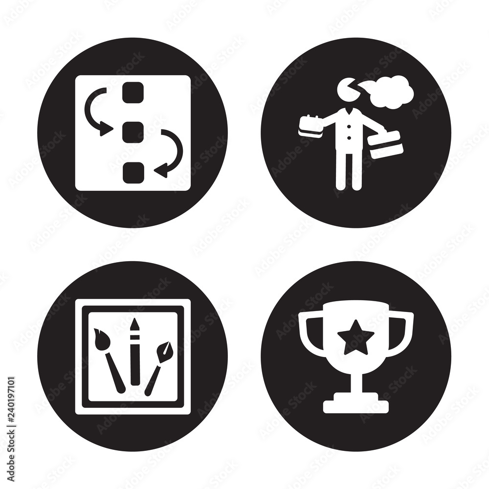 4 vector icon set : Exchanging, De, Entrepreneur, Cup isolated on black background 4 vector icon set : Exchanging, De, Entrepreneur, Cup isolated on black background
