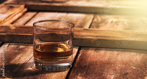 whiskey neat with banner and sun flare