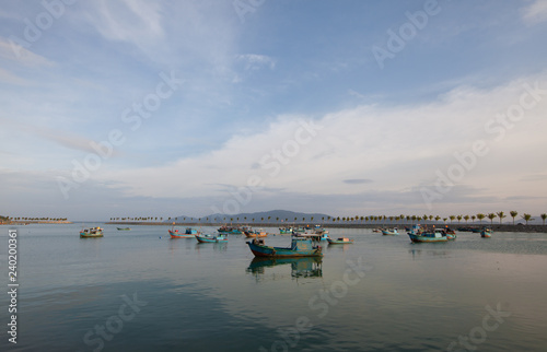 Fishing boat on the sea in Vietnam