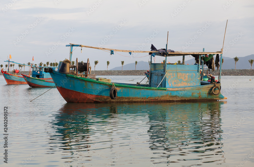 Fishing boat on the sea in Vietnam