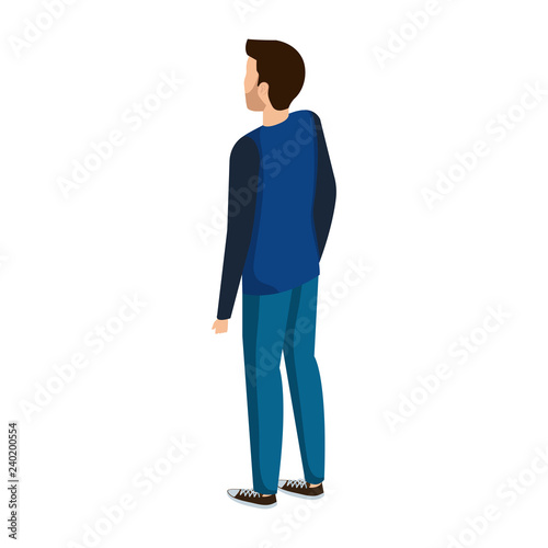 young and casual man back character