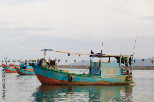 Fishing boat on the sea in Vietnam