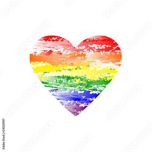 lgbt vector heart. rainbow watercolor image. motley shape. red orange yellow green blue violet colors. love symbol © aghidel