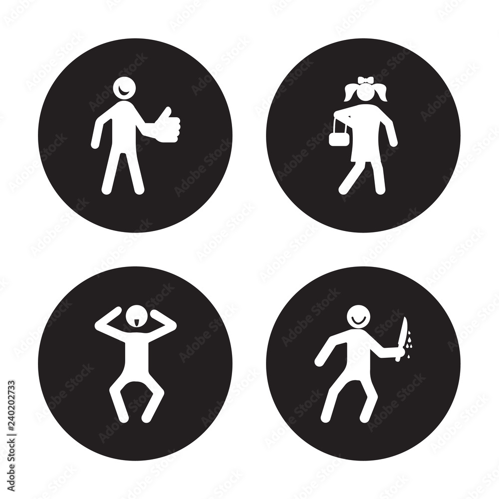 4 vector icon set : better human, bad beautiful awful human isolated on black background 4 vector icon set : better human, bad beautiful awful human isolated on black background