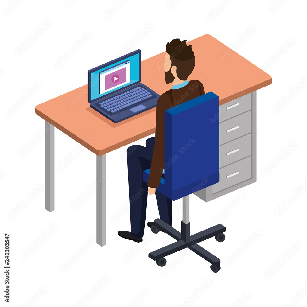 young man in the desk and laptop young man in the desk and laptop