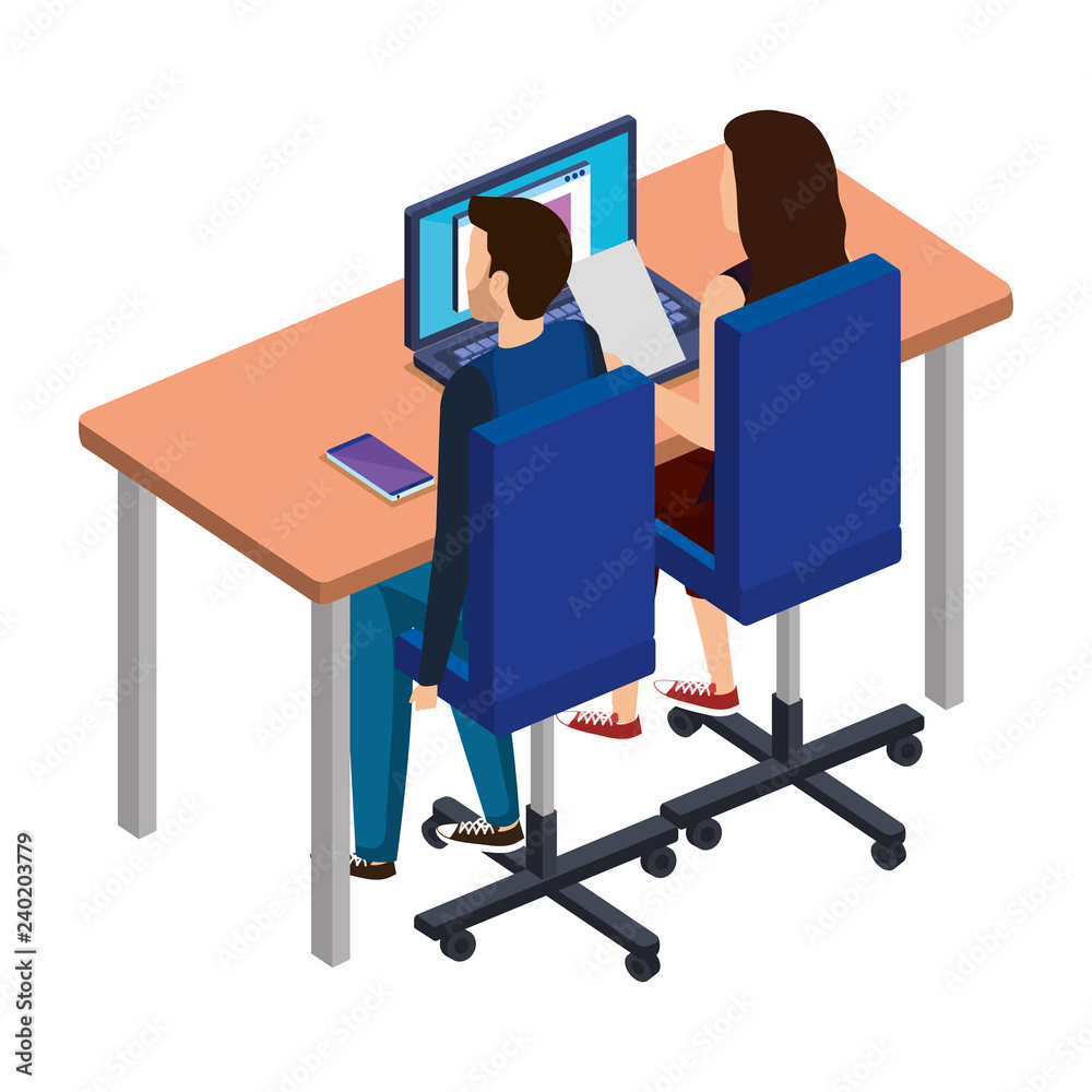 business couple in the desk with laptop business couple in the desk with laptop