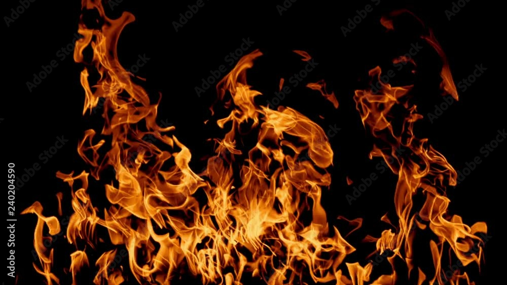 Fire Flames loop isolated slow motion, Perfect for composite the flames over your own footage. Fire wall in slow motion seamless loop isolated, Hell fire burning up, shooting with high speed camera.