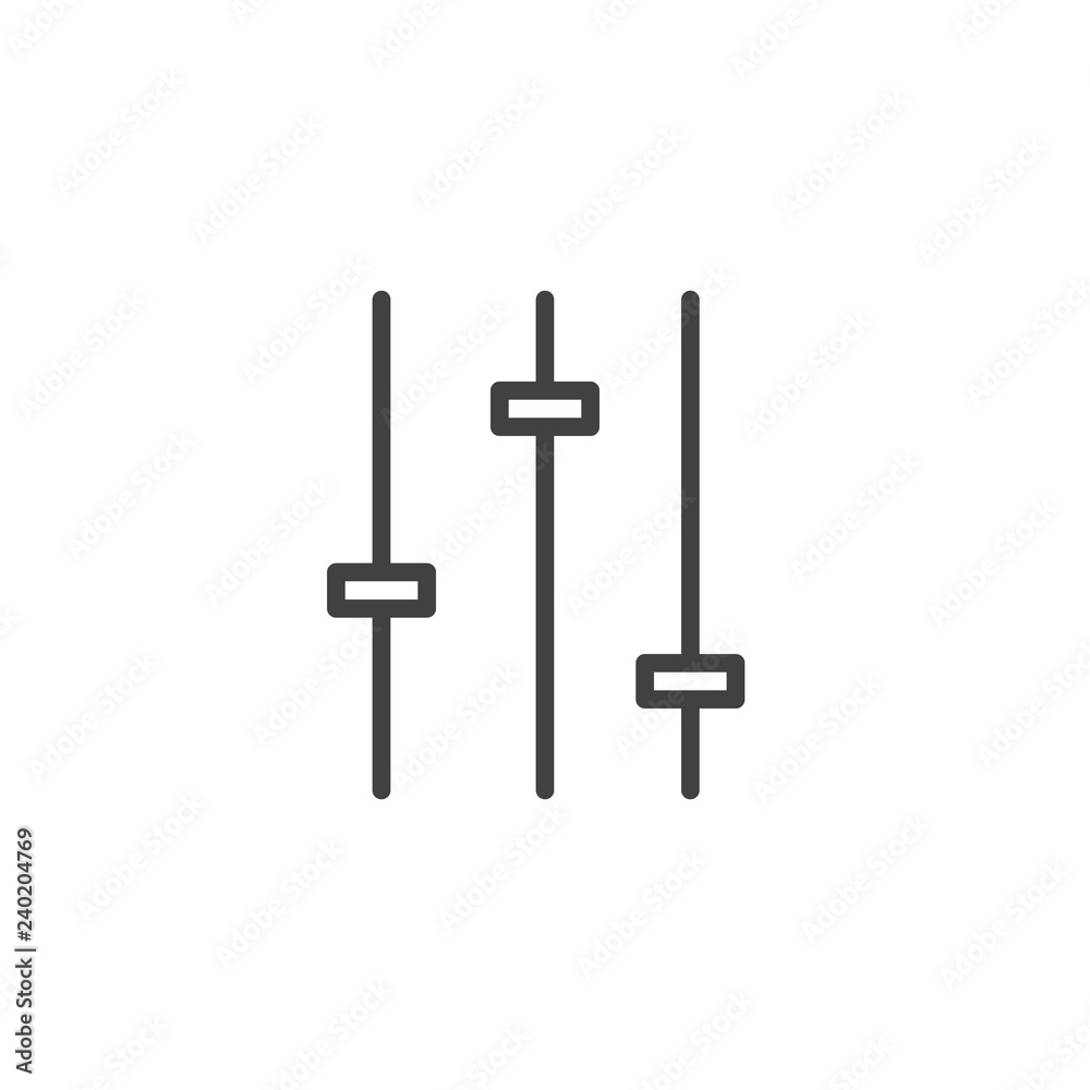 Settings bars outline icon. linear style sign for mobile concept and web design. Preferences switcher simple line vector icon. Sound level control symbol, logo illustration. Pixel perfect vector Settings bars outline icon. linear style sign for mobile concept and web design. Preferences switcher simple line vector icon. Sound level control symbol, logo illustration. Pixel perfect vector