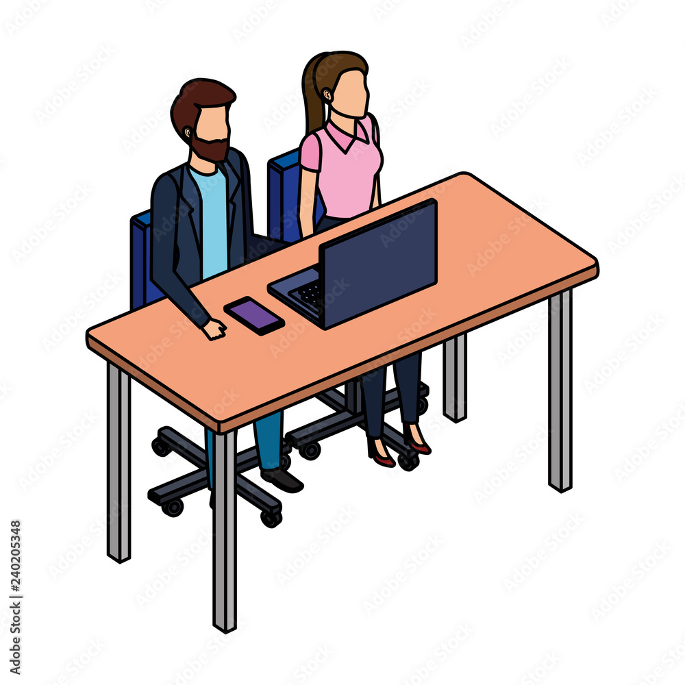 business couple in the desk with laptop business couple in the desk with laptop