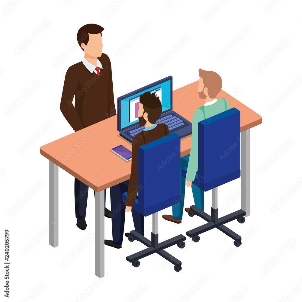 business people in the desk with laptop