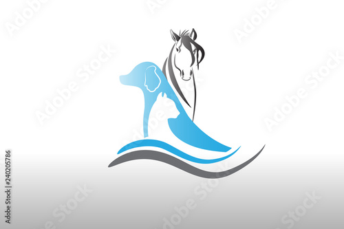 Dog cat and horse logo vector