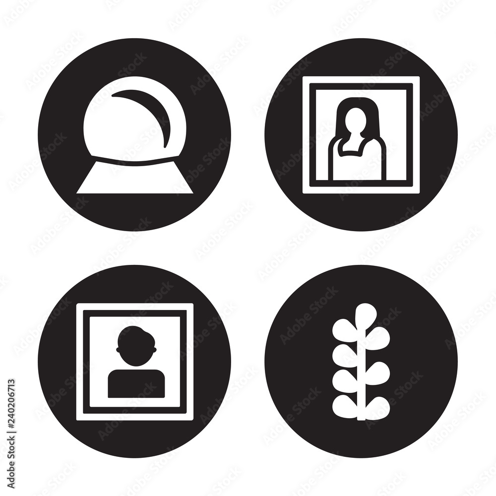 Fototapeta premium 4 vector icon set : Souvenir, Portrait, Gioconda, Botanical isolated on black background