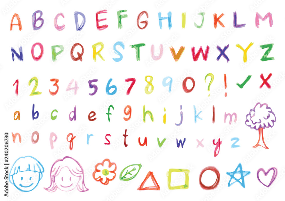 Colorful freehand alphabet
