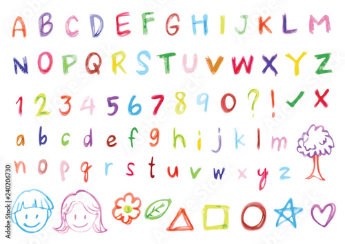 Colorful freehand alphabet