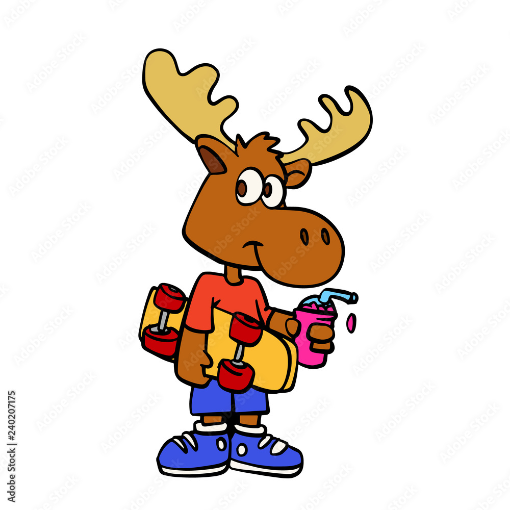 Fototapeta premium Skater moose with his skateboard