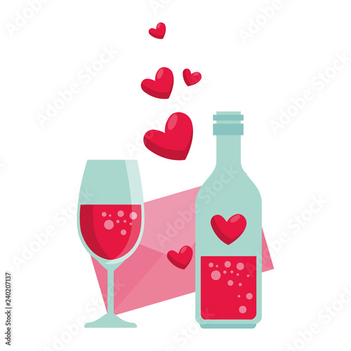 bottle with heart and envelope