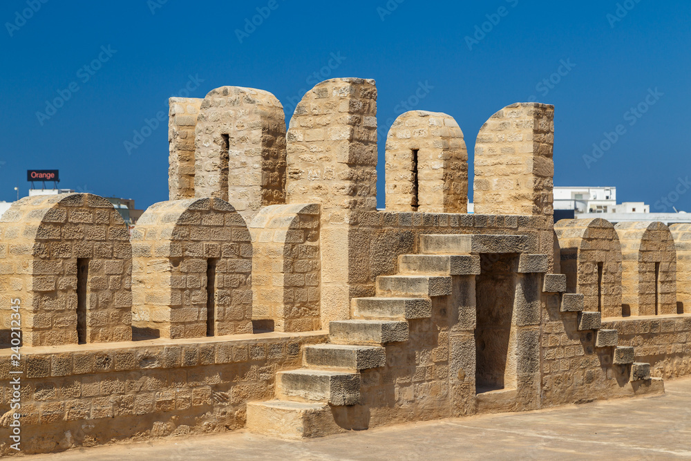 SOUSSE / TUNISIA - JUNE 2015: Ribat (fortress) inside medieval medina of Sousse, Tunisia