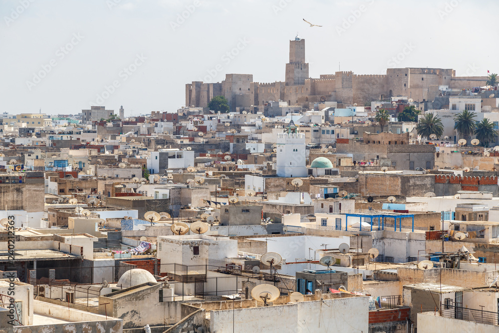 View over old medina and Kasbah of Sousse, Tunisia