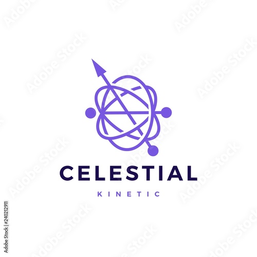 celestial orbital kinetic pendulum logo vector icon illustration