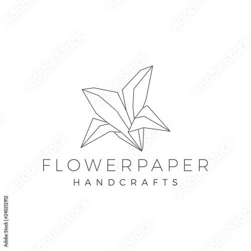 flower paper origami hand craft handcraft logo vector icon line outline illustration