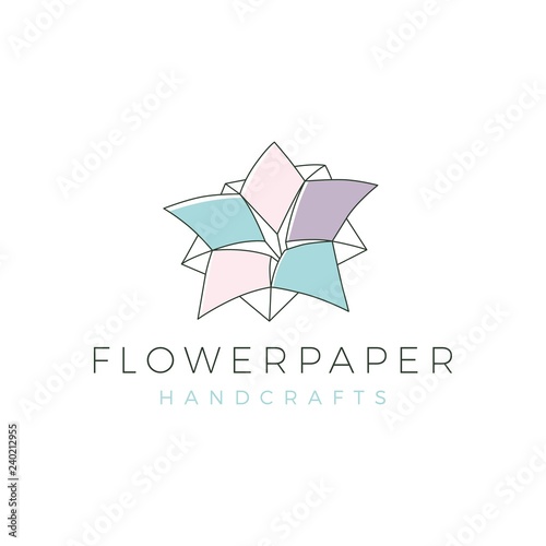 flower paper origami hand craft handcraft logo vector icon line outline illustration