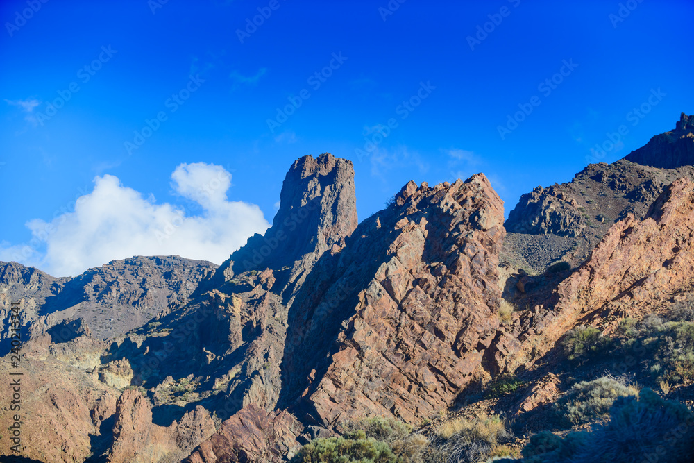 Majestic views of the volcanic landscape near volcano Teide. Tenerife. Canary Islands..Spain