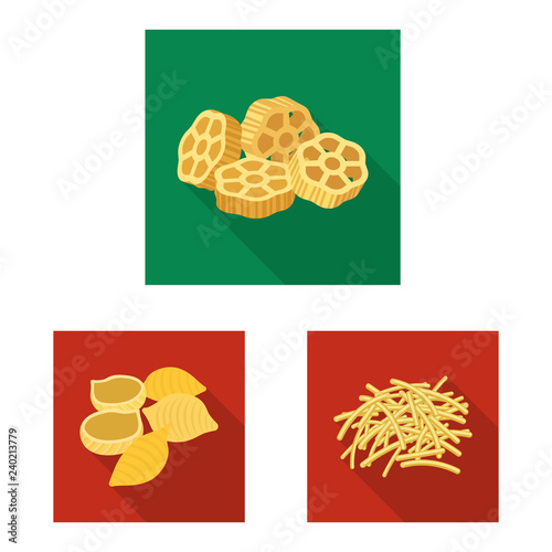 Vector illustration of pasta and carbohydrate symbol. Collection of pasta and macaroni stock vector illustration.