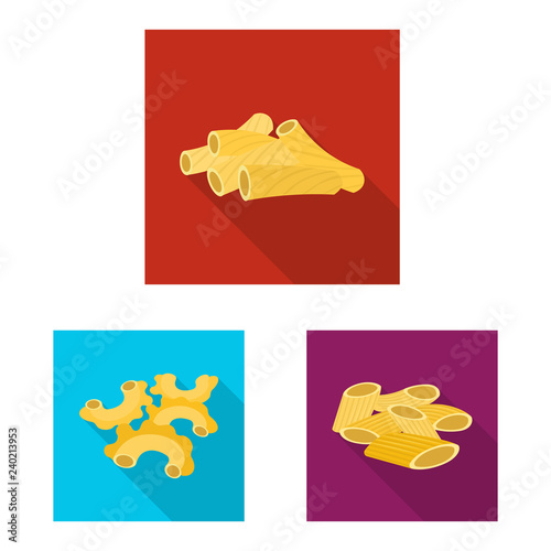 Isolated object of pasta and carbohydrate logo. Collection of pasta and macaroni stock vector illustration.