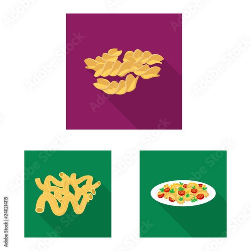 Vector design of pasta and carbohydrate logo. Collection of pasta and macaroni stock symbol for web.